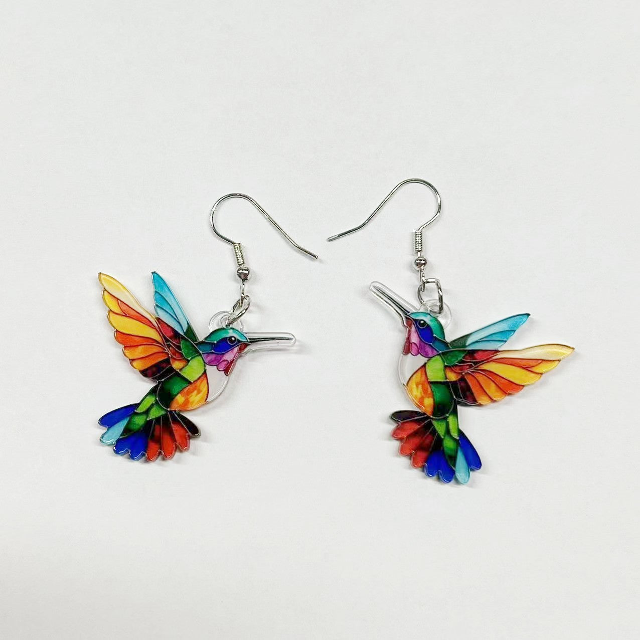 Cross border Spring Festival Colorful Bird Acrylic Earrings