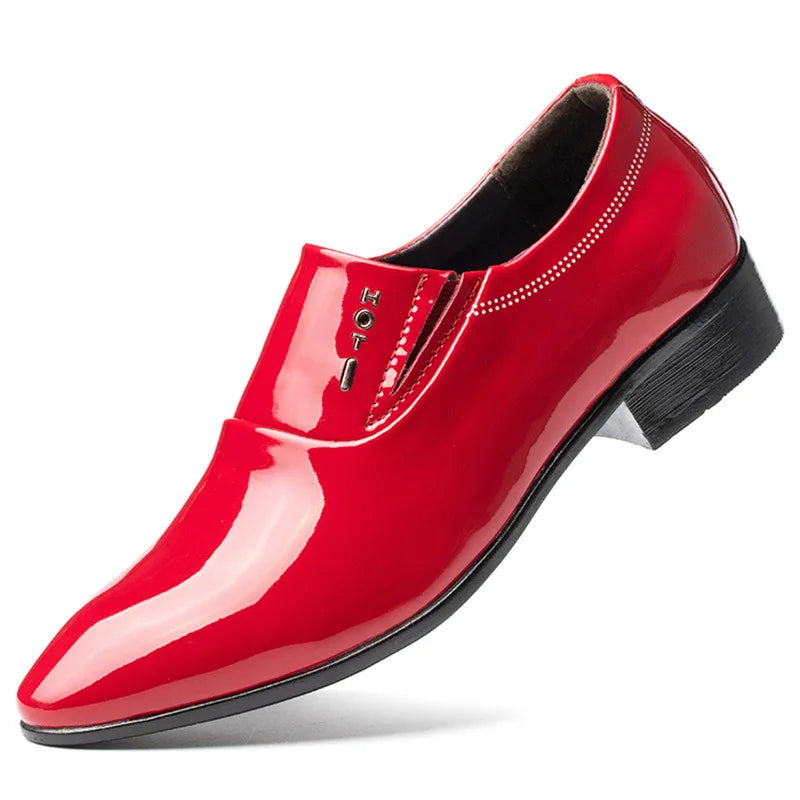 Men's Red Patent Leather Formal Shoes Spring