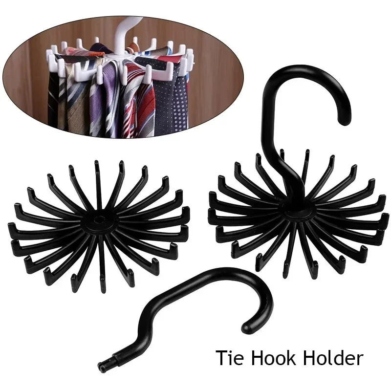 360 Degree Rotatable Tie Rack Scarf Organizer Silk Scarf Hanger