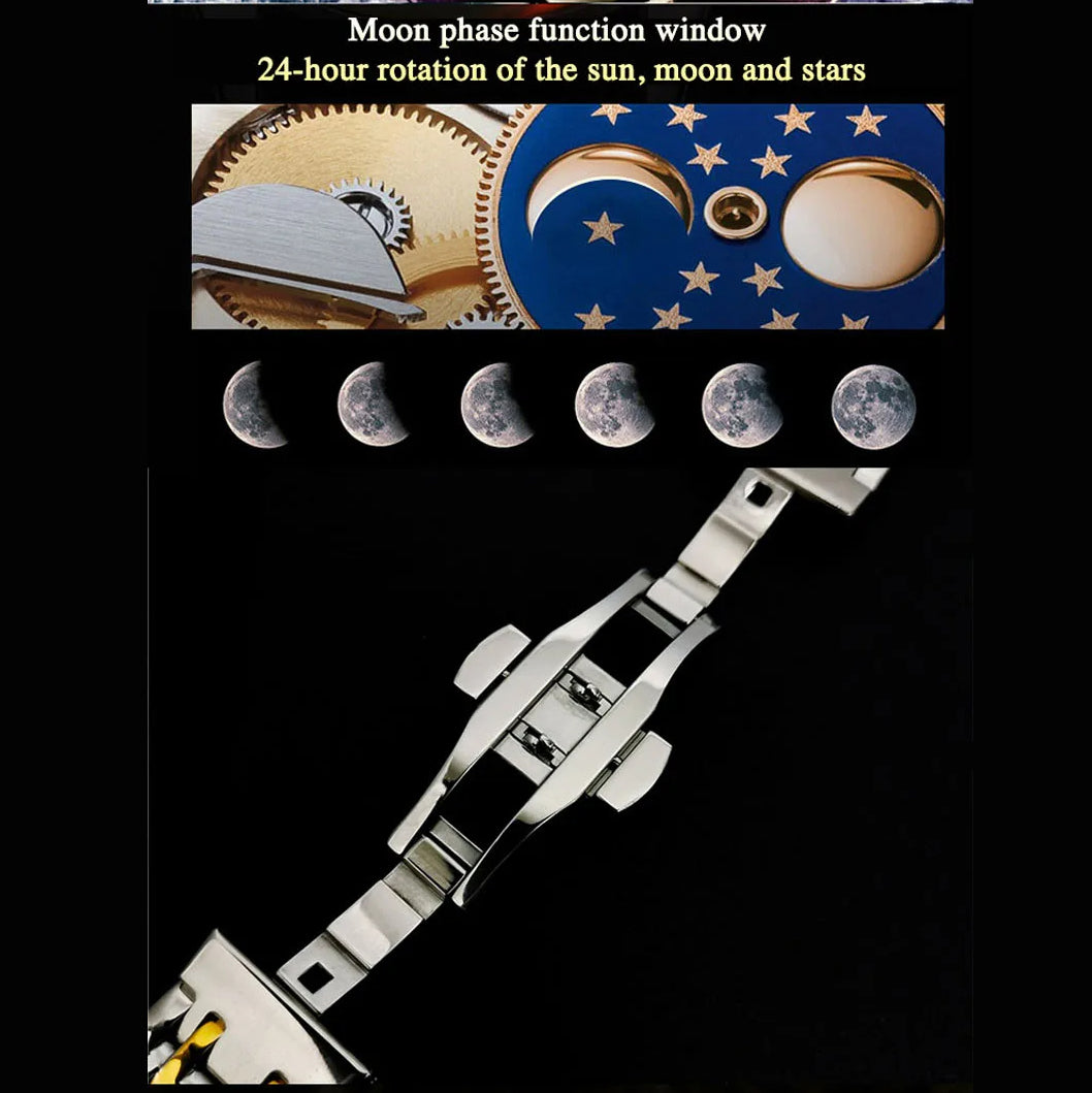 Gold Skeleton Mens Watch Retro