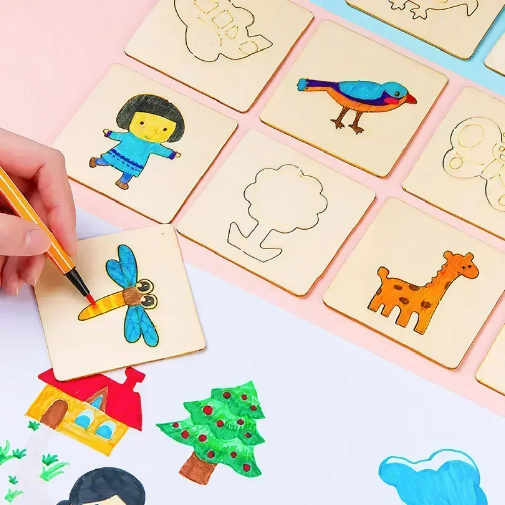 20pcs Kids Wooden Drawing Toys