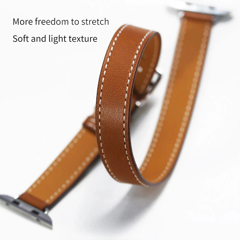 For Apple Watch band 40mm 41mm Double Tour leather Strap