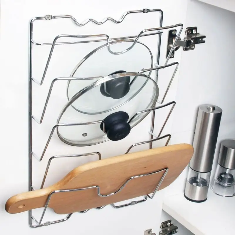 Kitchen Organizer Rack Wall Hanging Pot Cover Rack Five-Layer