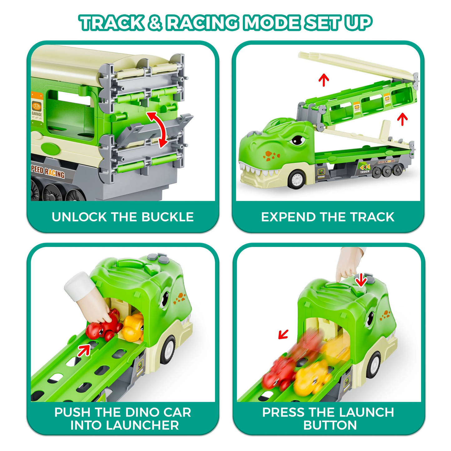 Dinosaur Transport Trucks - Catapulting Dinosaur Cars