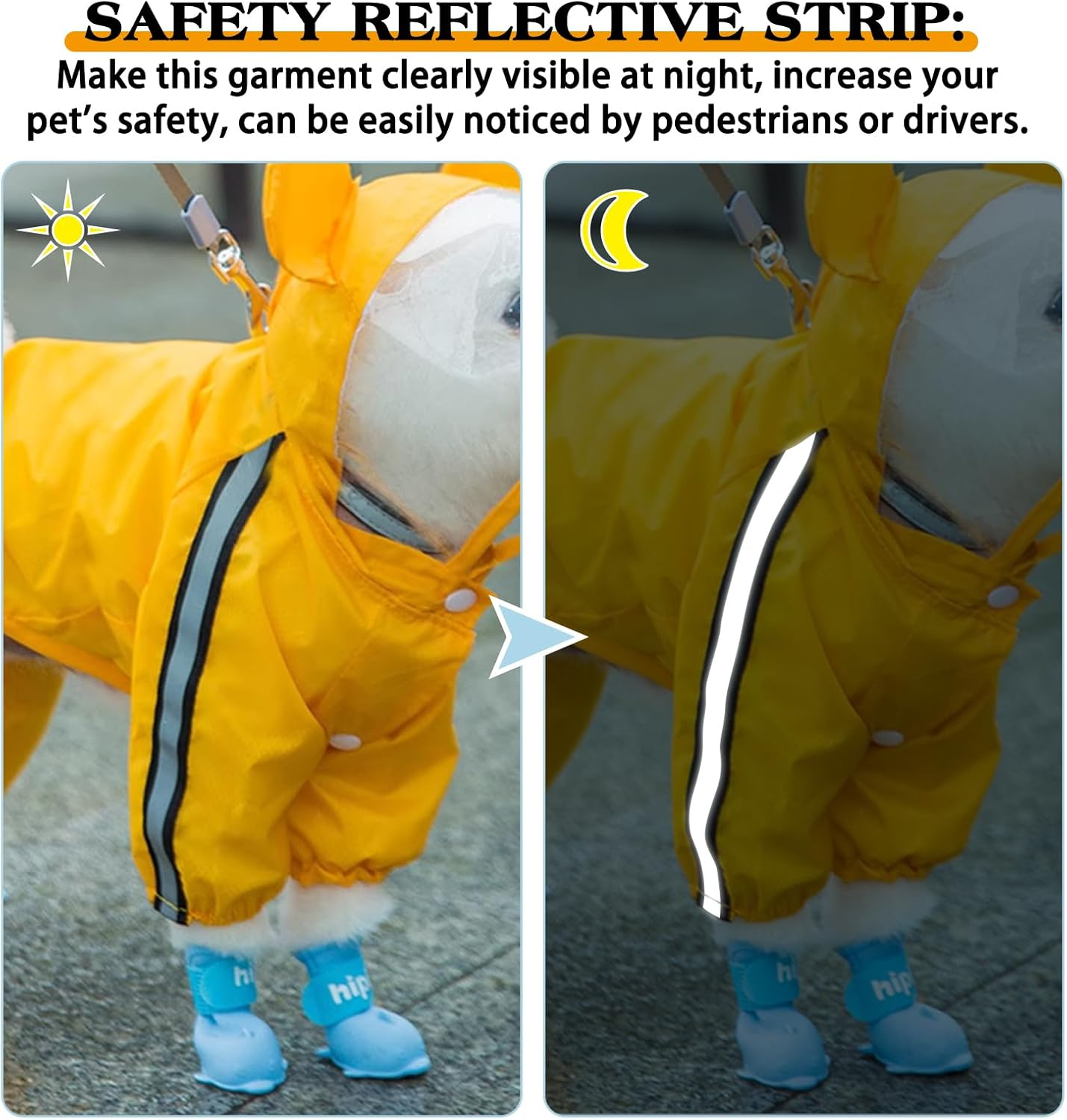 Pet Dog Raincoat Waterproof Reflective Rain Coat Cute Bear Shape Dog