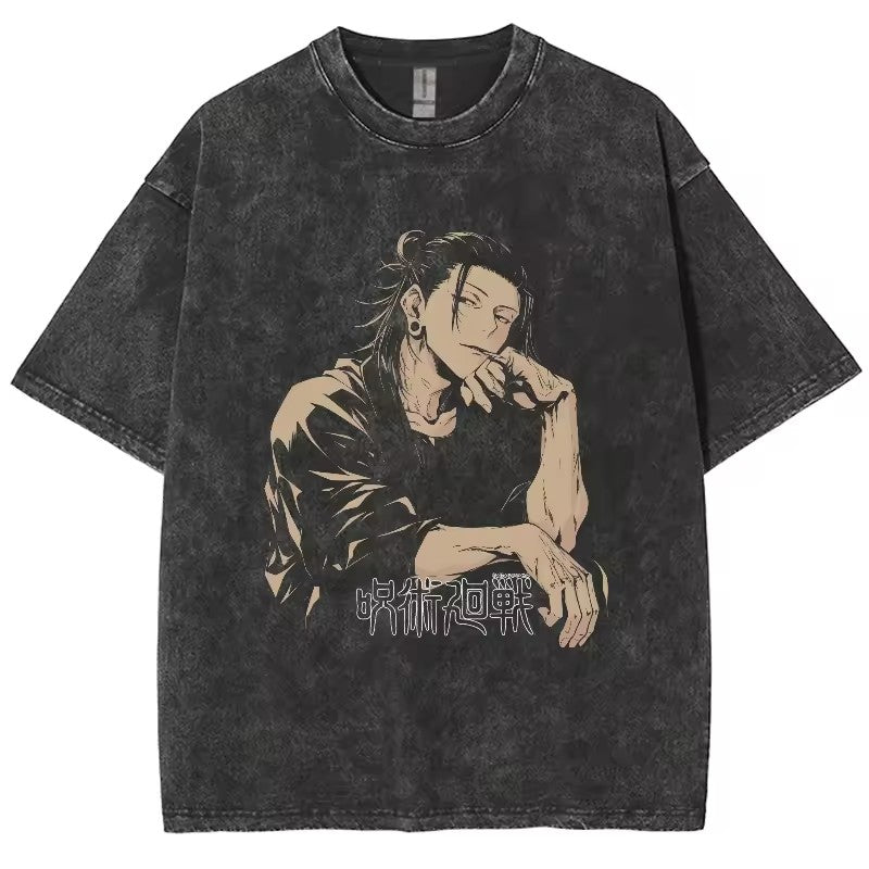 Anime Jujutsu Kaisen Gojo Satoru T Shirts Washed Men T shirt