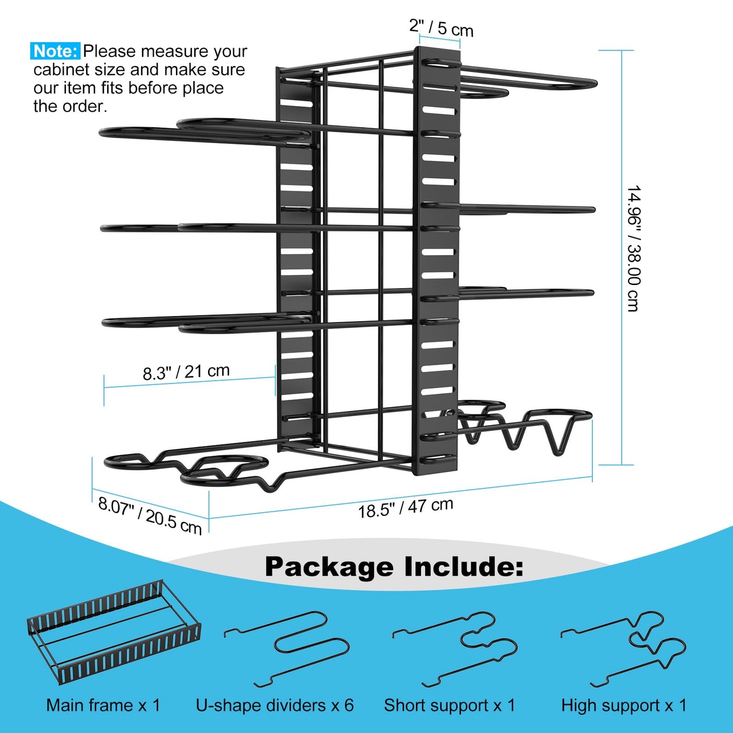 Pot Rack Organizer Under Cabinet,8 Tier Adjustable Pot Organizer