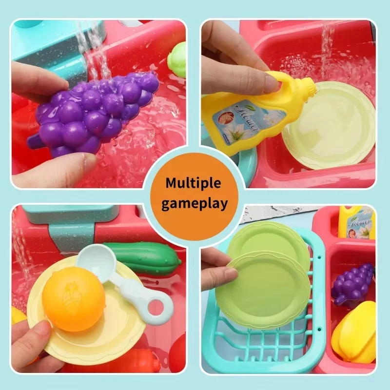 Kitchen Toy Plastic Dish Wash Sink Set