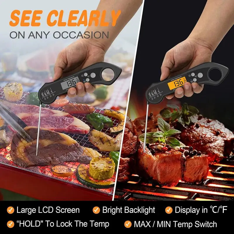 Probe Foldable Digital Thermometer for Cooking BBQ