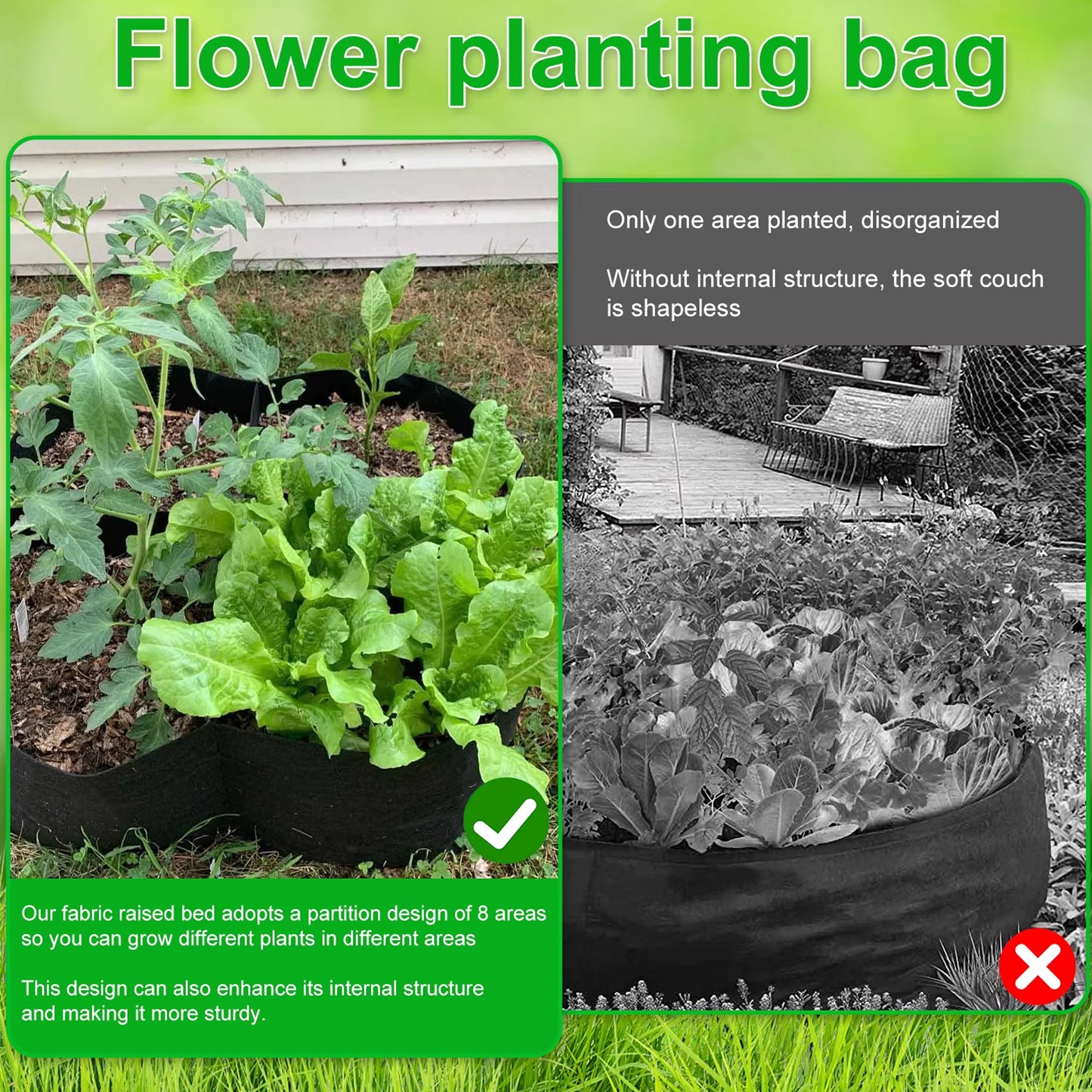 Garden Planting Bag with Multi-Grid Design