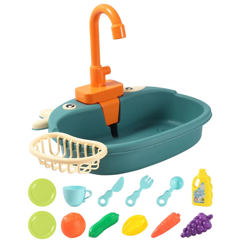 Kids Kitchen Sink Toys Simulation Electric Dishwasher Mini