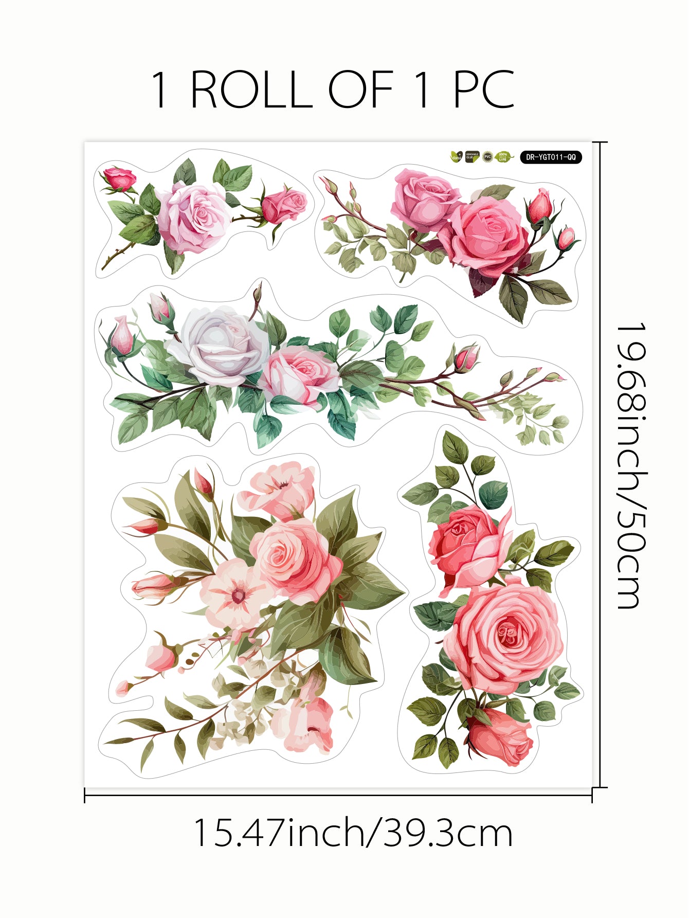 1PC, multi-color rose flower pattern waterproof