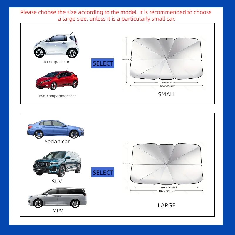 Car Front Windshield Sunshade Umbrella Summer Sun Protection