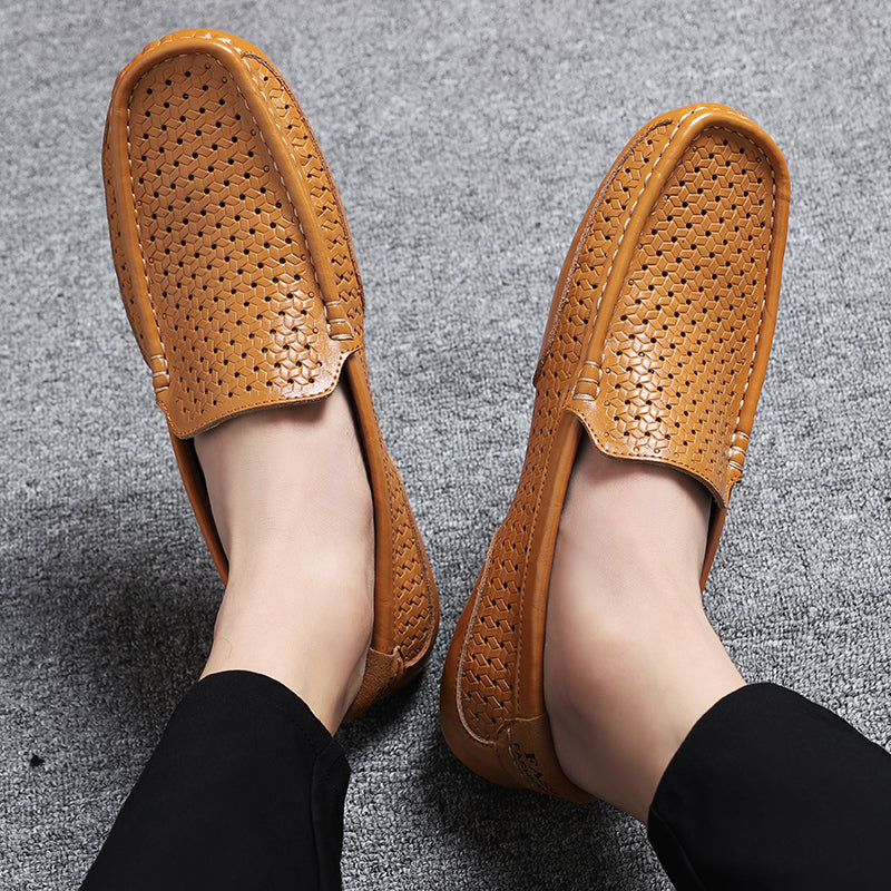 Summer Luxury Brand Men Casual Shoes Soft Genuine Leather Mens