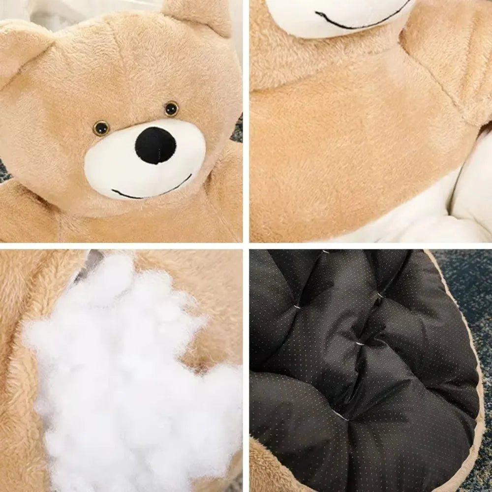 Dog Bed Semi-Enclosed Bear Pet Bed Ultra Soft Dog Nest