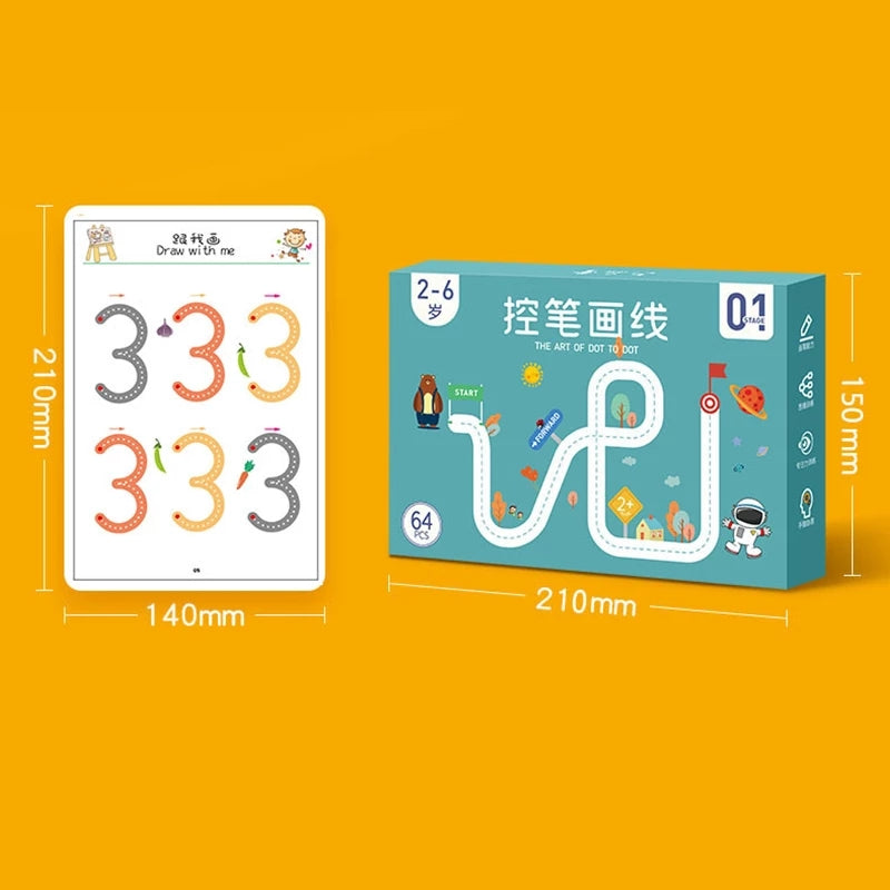 32Page Children Montessori Drawing Toy Pen Control Training Color