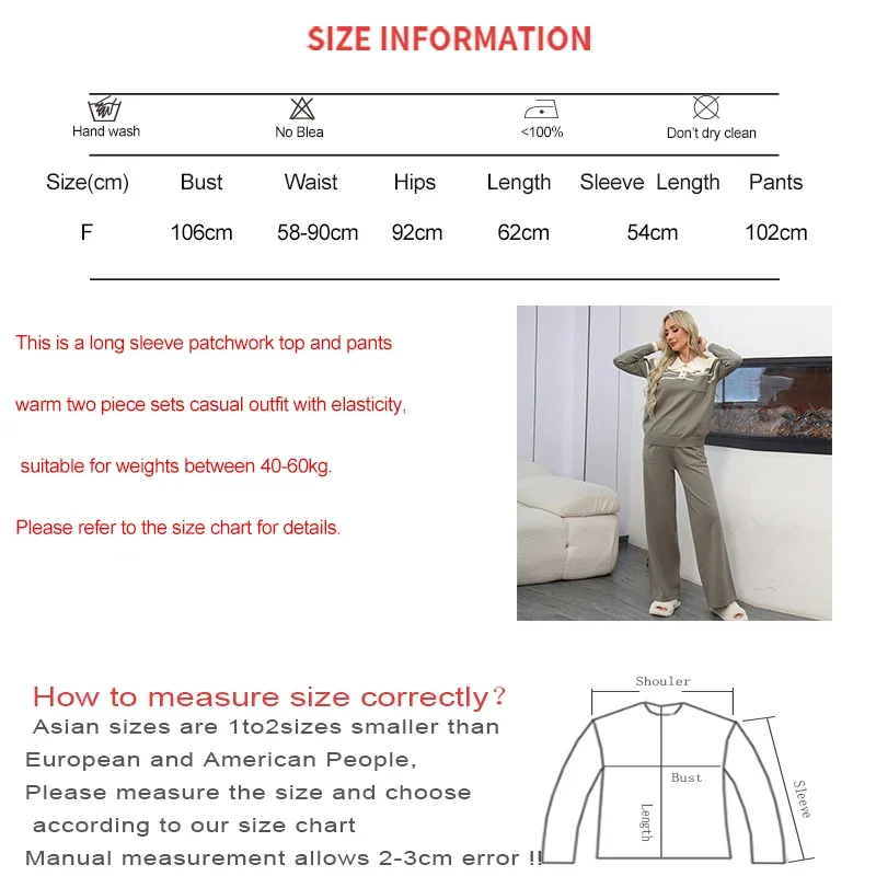 Women Fall Set Striped Polo Neck Two-piece