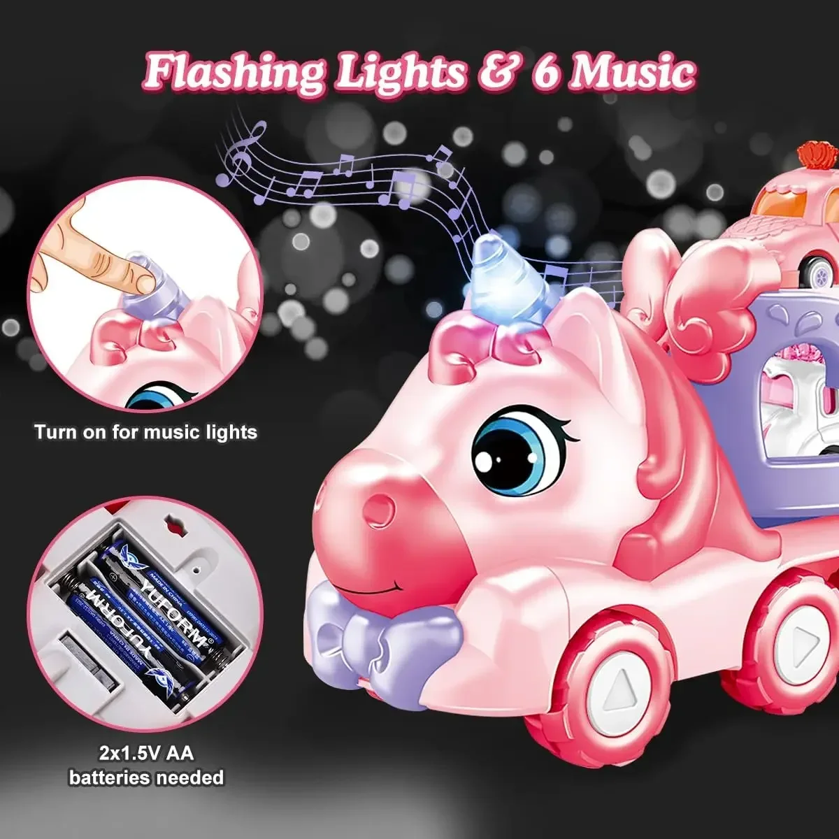 5 in 1 Unicorn Carrier Truck Car Toys for Girls Unicorn Toddler Toys Car Set