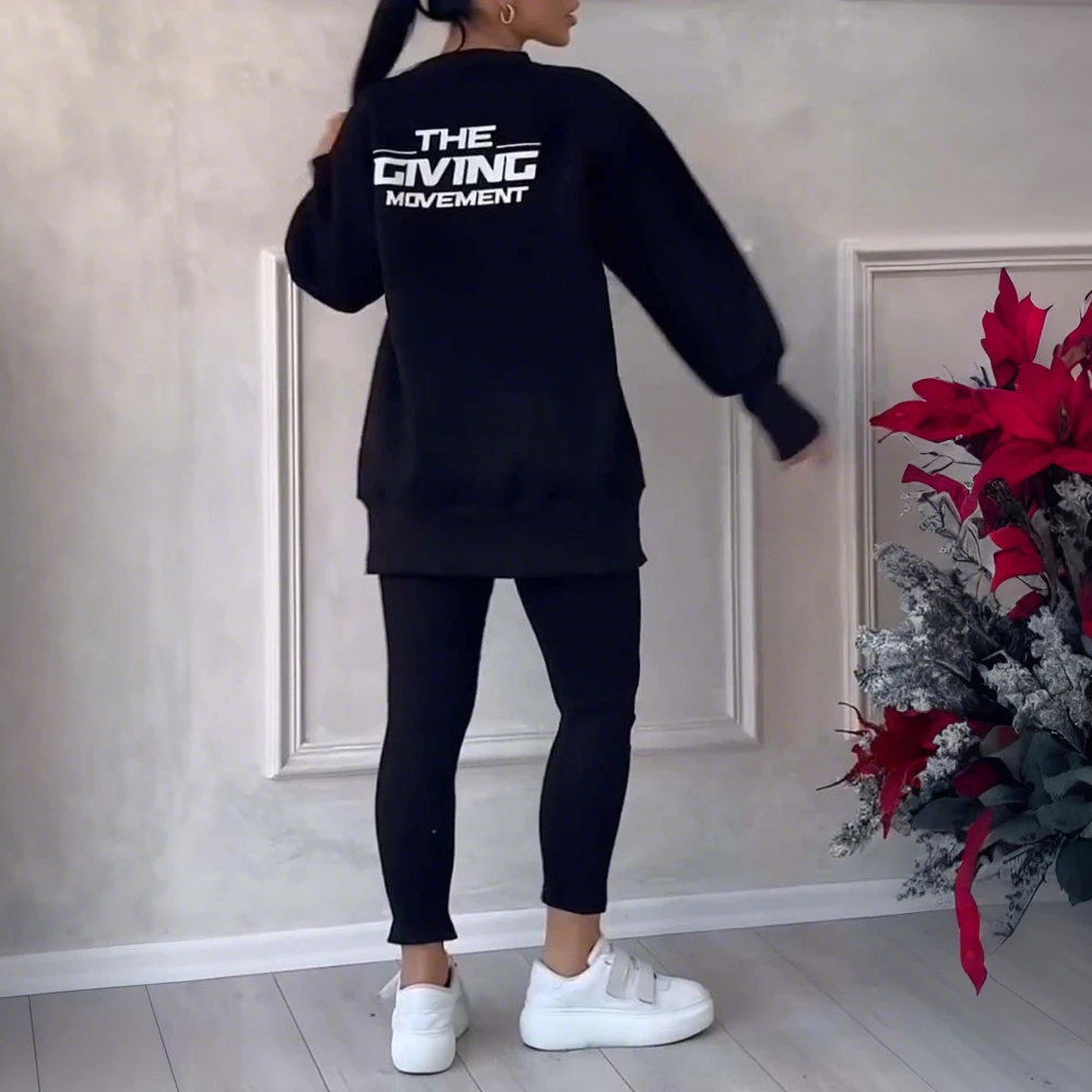 Women Two Piece Set Irregular Sweatshirt