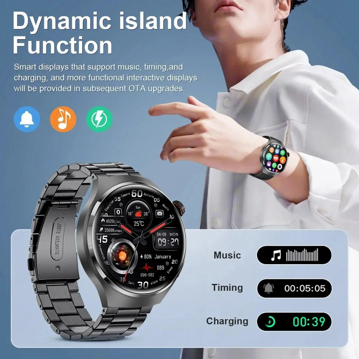Smart Watch Men Watch 4 Pro AMOLED HD Screen Bluetooth Call NFC GPS Heart rate