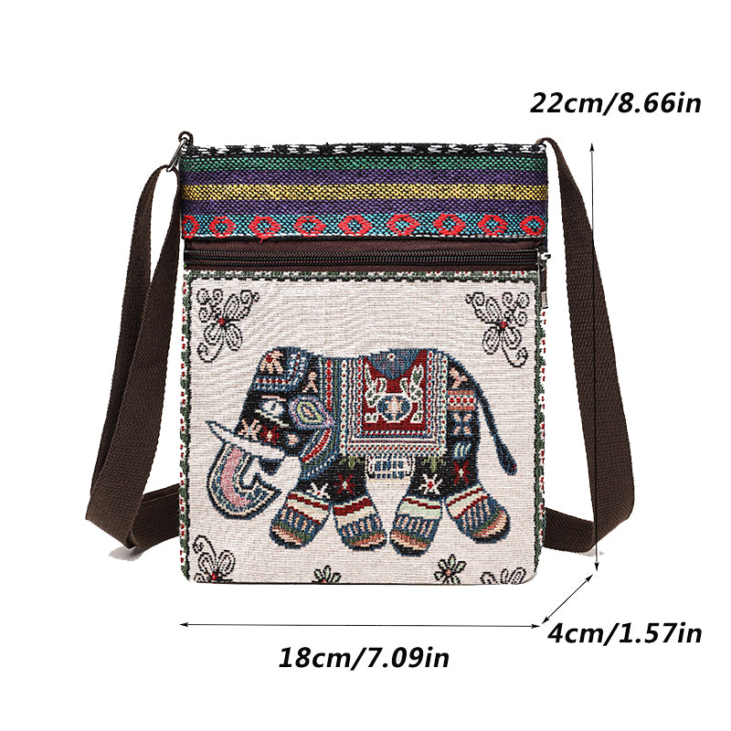 Women Small Canvas Embroidered Phone Shoulder Bag