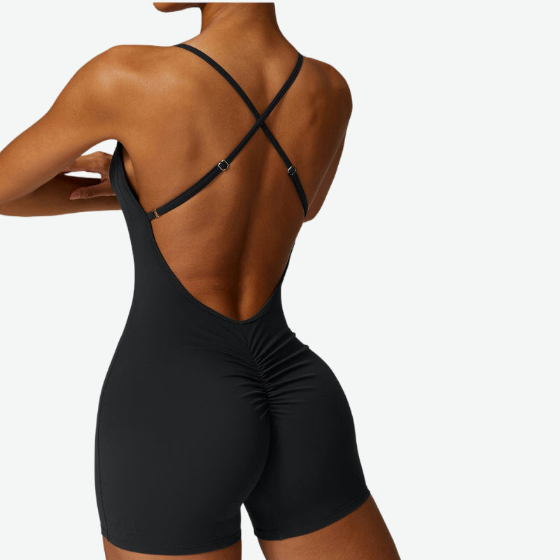 Cross Back Sport Romper Short Workout Romper Women GYM