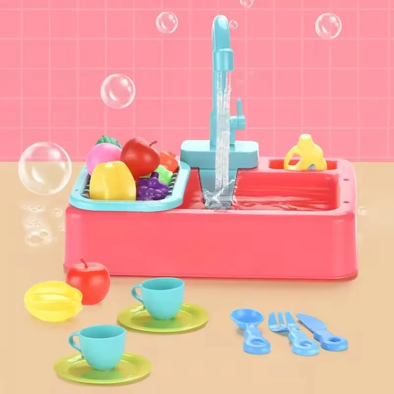 Kitchen Toy Plastic Dish Wash Sink Set