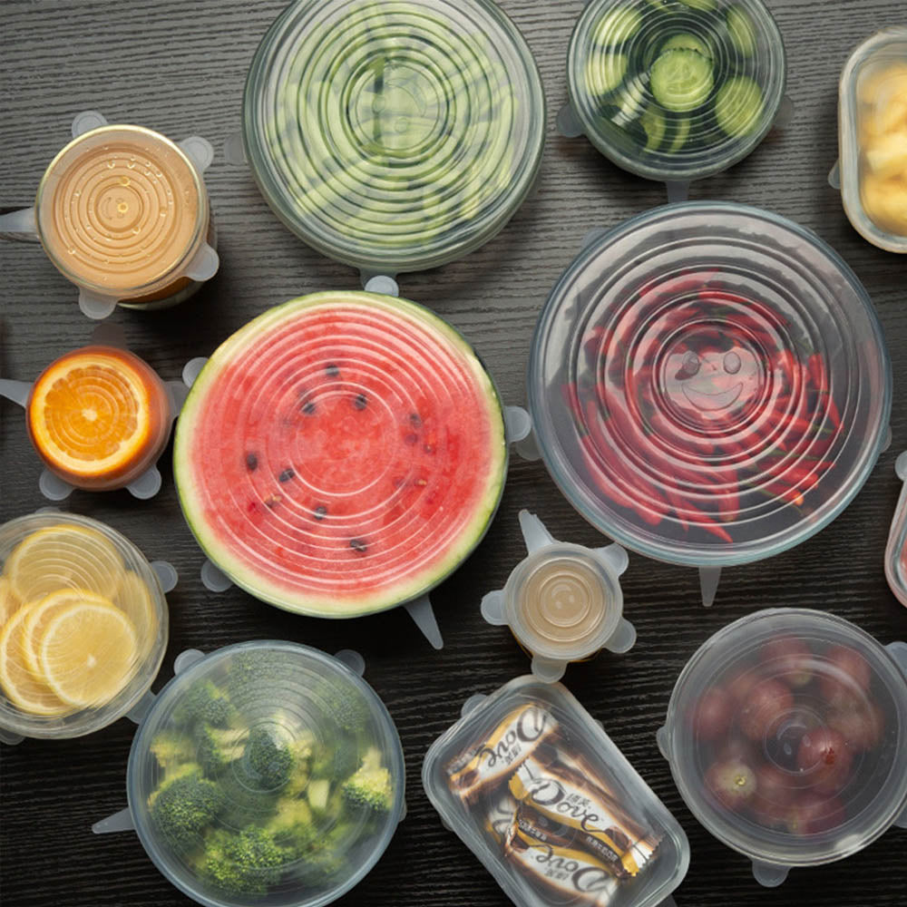 6 PCS Reusable Silicone Covers Caps Adaptable Silicone Lids