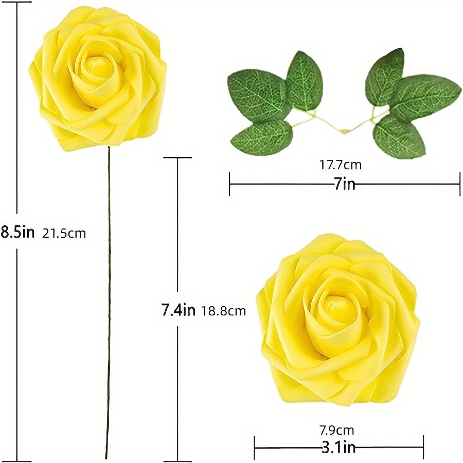 25pcs Artificial Flowers, Fake Flowers Roses W/stem
