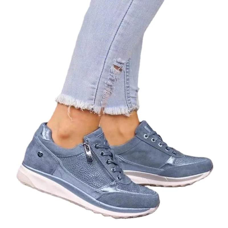 Summer Sneakers Women Solid Color Lace-up Versatile