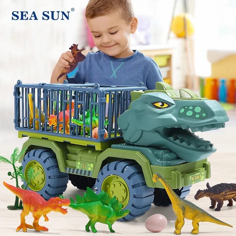 Boys Car Toys Dinosaur Truck Transport Carrier Vehicle Dino Animal Model
