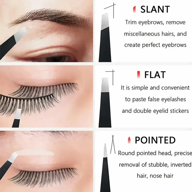 Premium Stainless Steel Eyebrow Tweezers Set