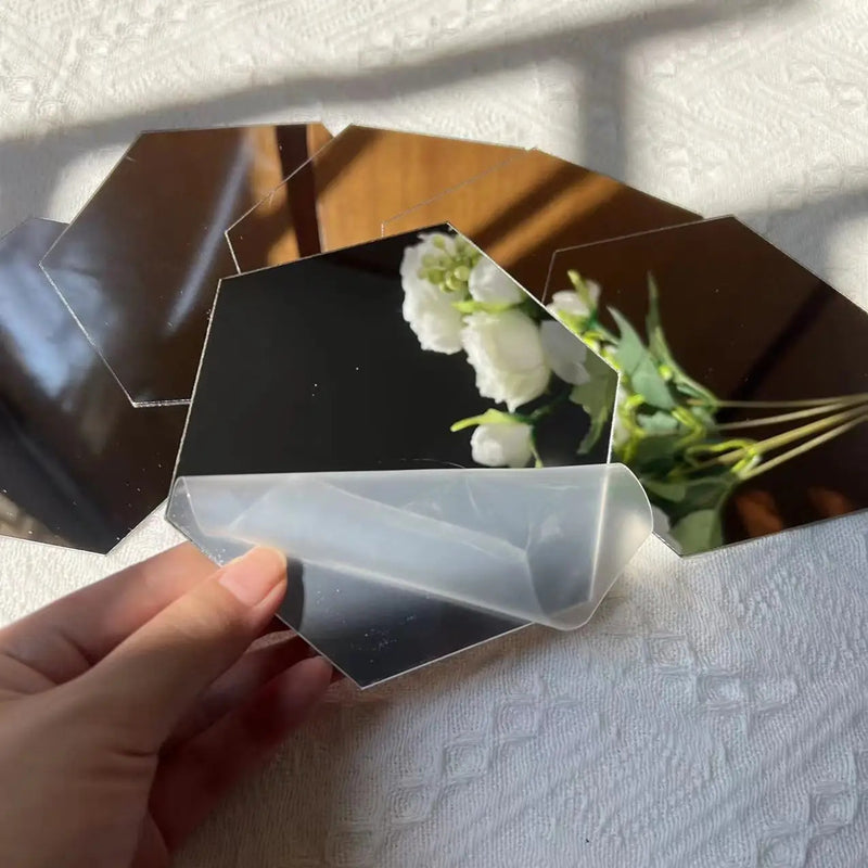 12/24Pcs 3D Hexagon Mirror Wall Stickers DIY Removable