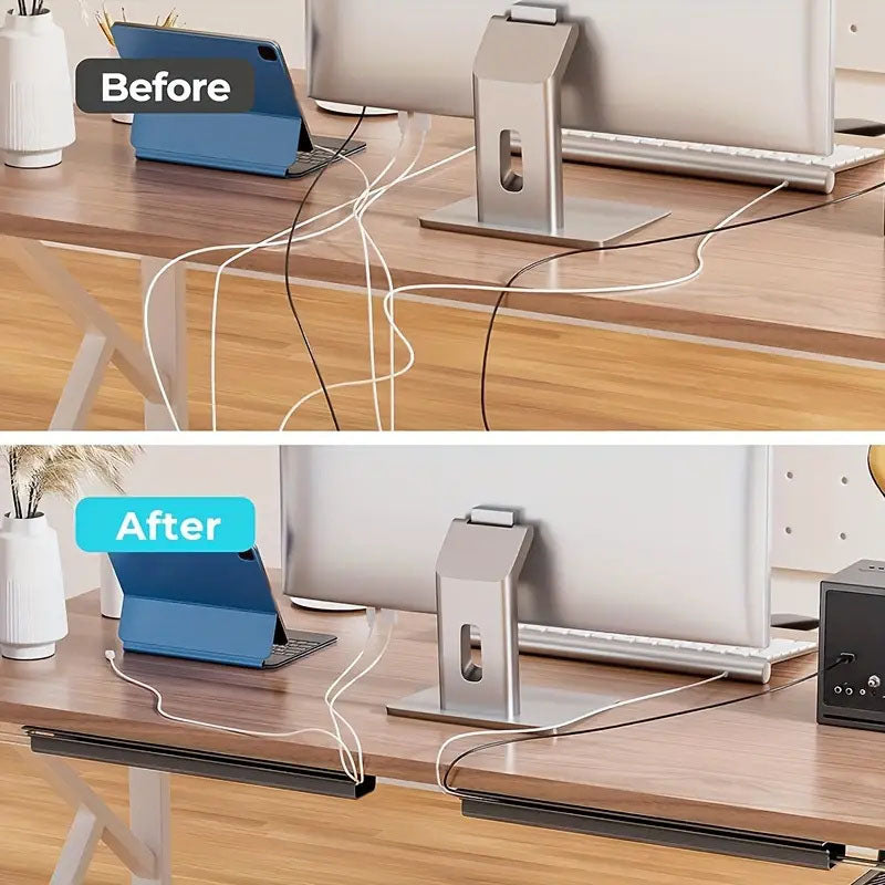 Channel Desk Cable Organizer No Drilling Under Desk Management Tray