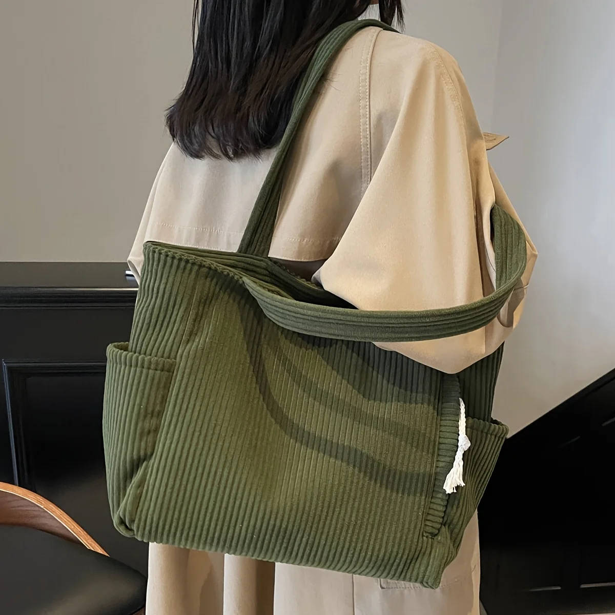 Durable Soft Corduroy Women's Casual Tote Bag