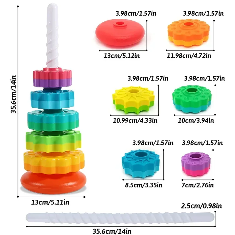 2024 New Rainbow Turret Stacking Music Color Nesting Ring