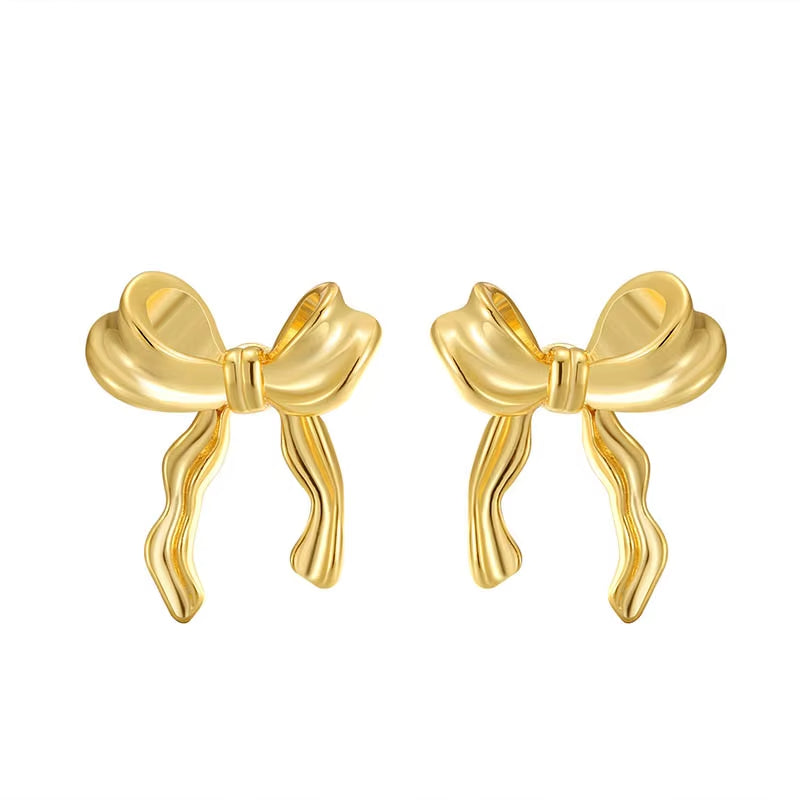 FTCY Vintage Metal Bowknot Earrings For Women