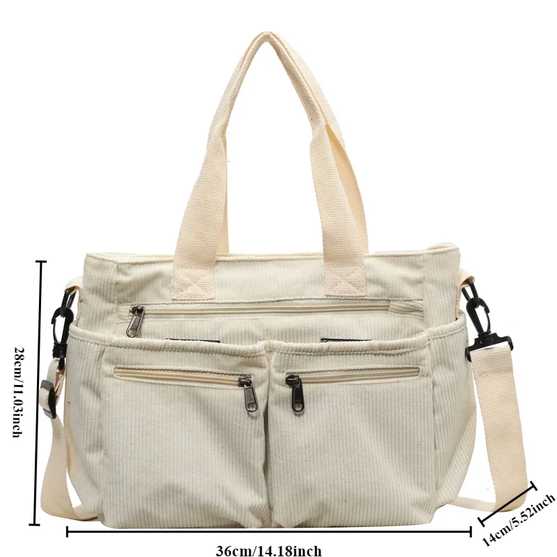 Female Large Capacity Corduroy Tote Bag