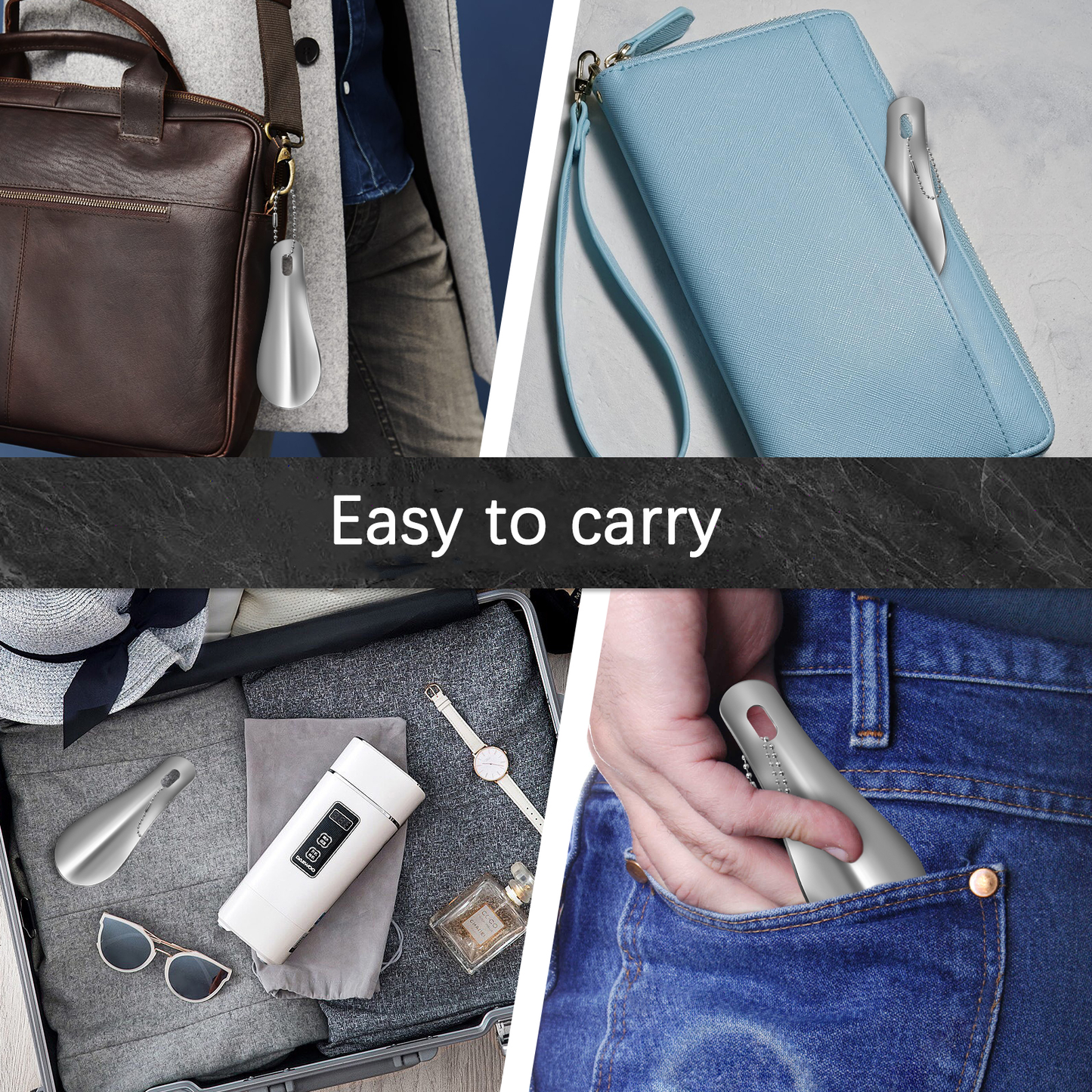 Easy Carry Mini Black Shoehorn Metal