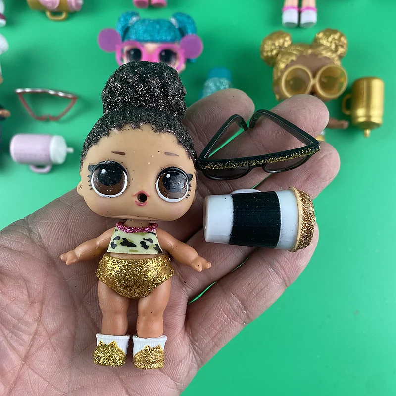 5pc/set= 1 doll+1 clothes +1 shoes+1 bottle +1 glasses for Lols Big 8cm Sister Dolls