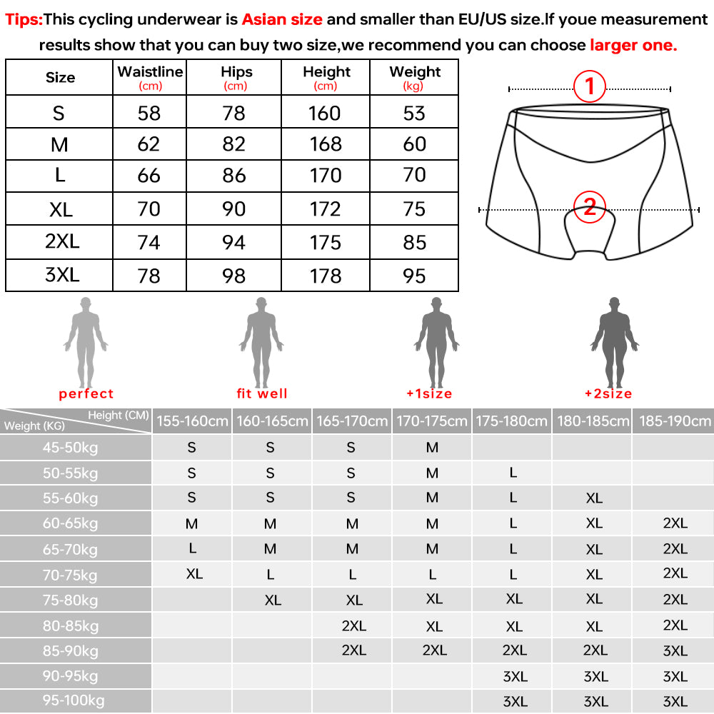 Men's Cycling Underwear Shorts 5D Gel Pad Breathable Non-Slip Bike Shorts