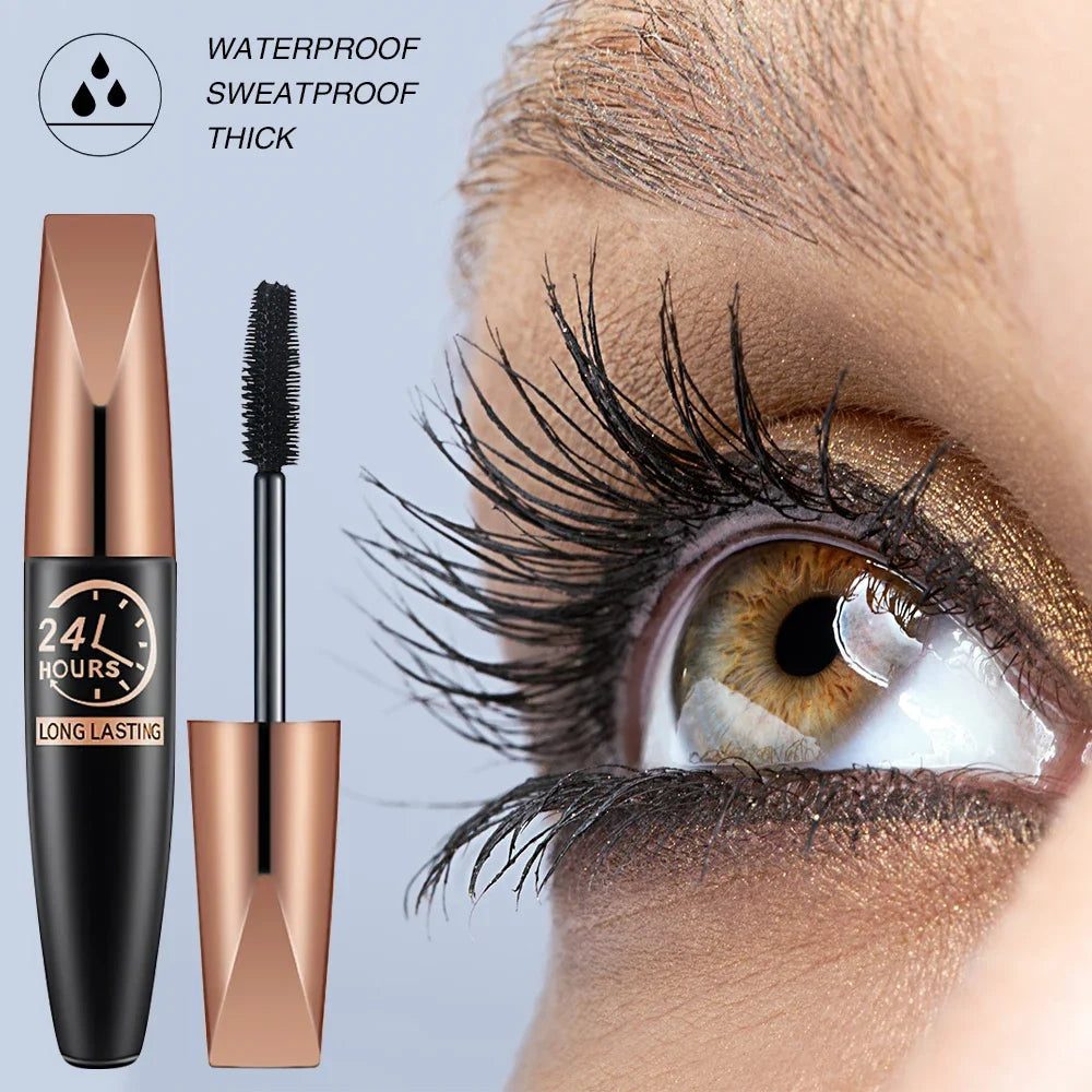 5D Waterproof Mascara Lengthens Eyelashes Extension Black Silk Fiber Mascara