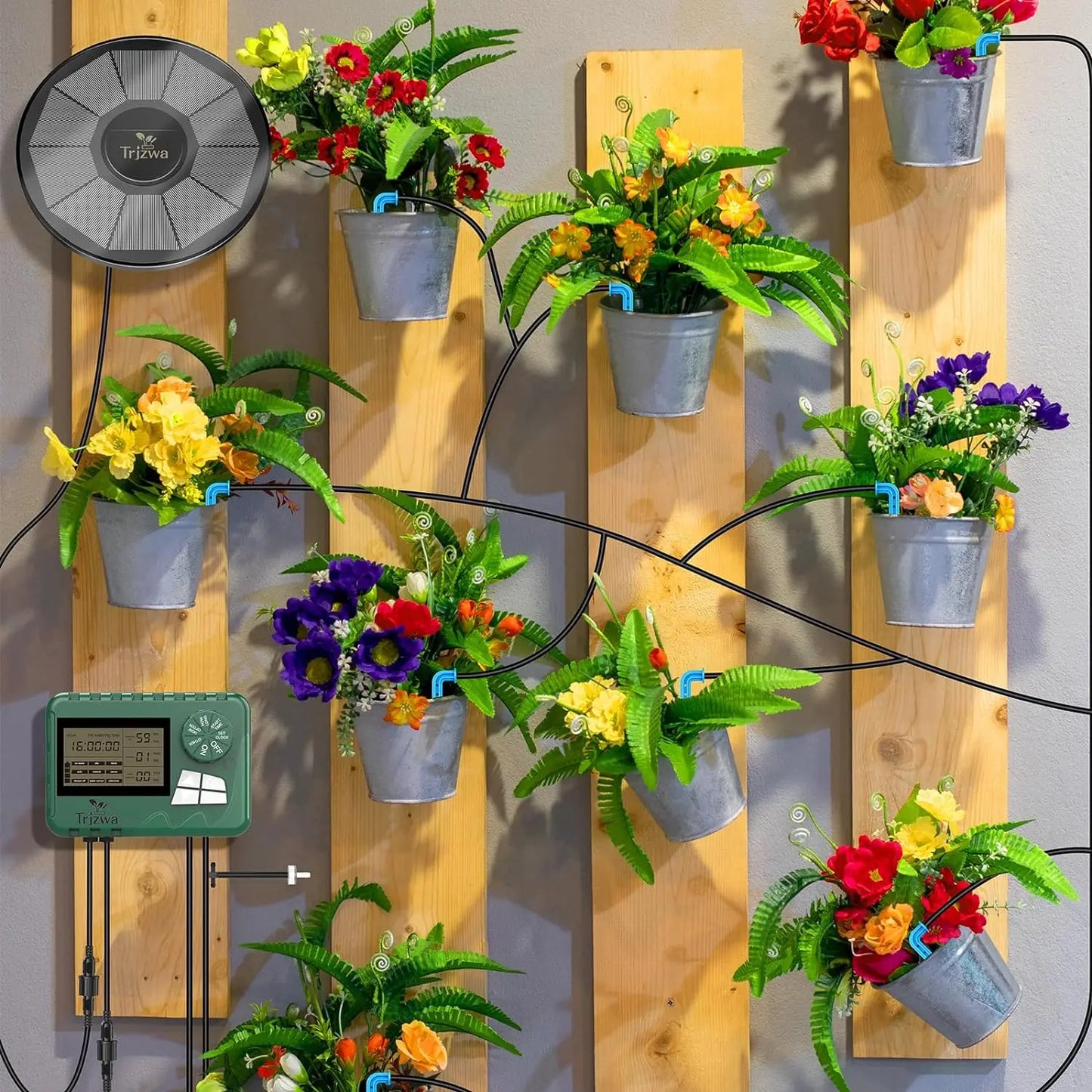 Solar Irrigation System, Latest Garden Plant Drip Irrigation System Kit with Display Screen