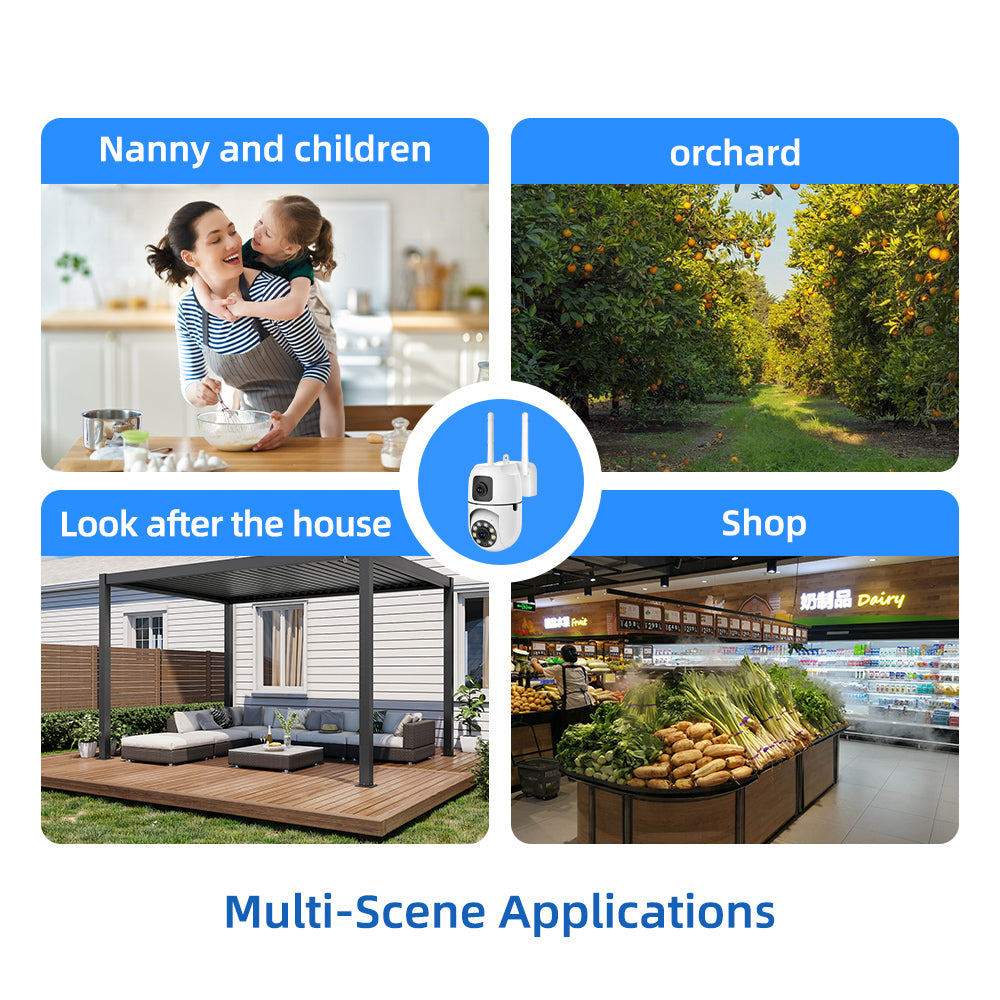 8MP Dual Lens WiFi Camera Dual Screen Wifi Surveillance Camera Outdoor