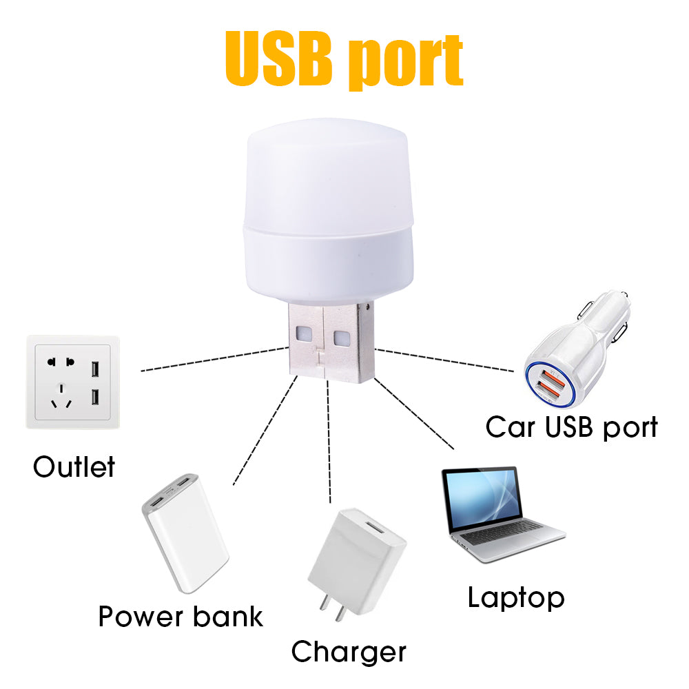 10Pcs Mini USB Night Light Warm White