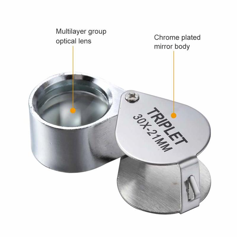 High Magnification Metal Folding Glass Lens Small Portable Jewelry Identification