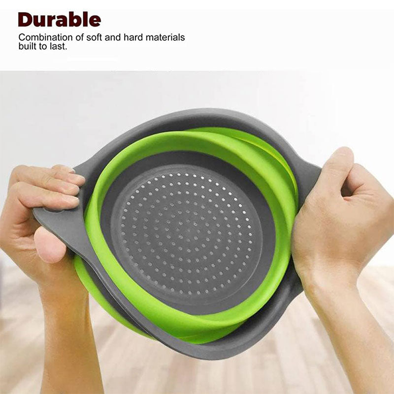 Round Collapsible Colander Silicone Kitchen Fruit Vegetable Washing Basket