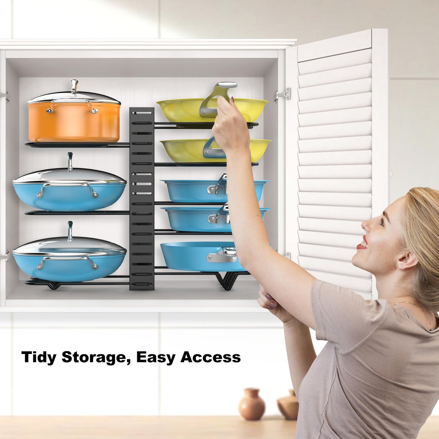 Pot Rack Organizer Under Cabinet,8 Tier Adjustable Pot Organizer