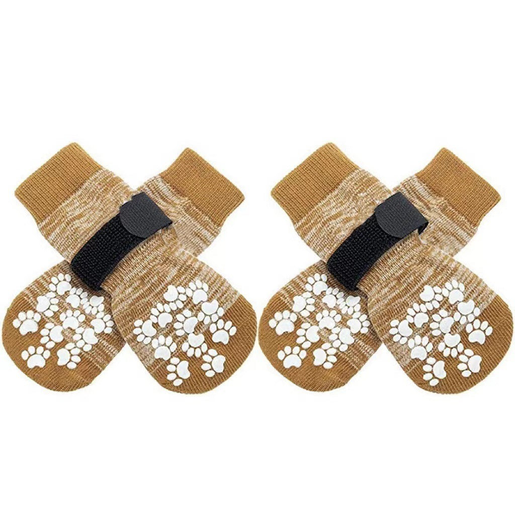 Anti-Slip Dog Socks 4pcs Paw Protector Traction Control Adjustable Indoor Wear