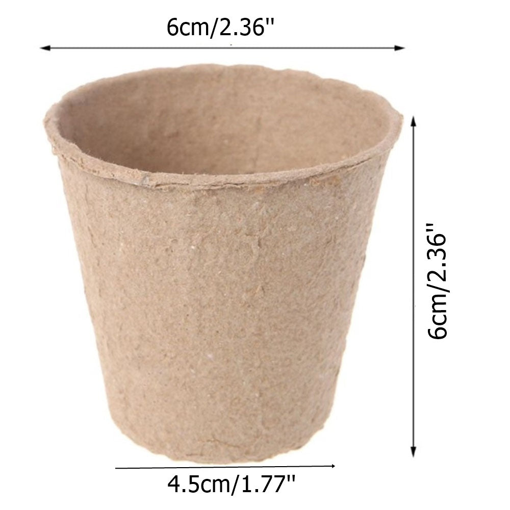 50 Pcs 6cm Garden Round Peat Pots Plant Seedling Starters Cups